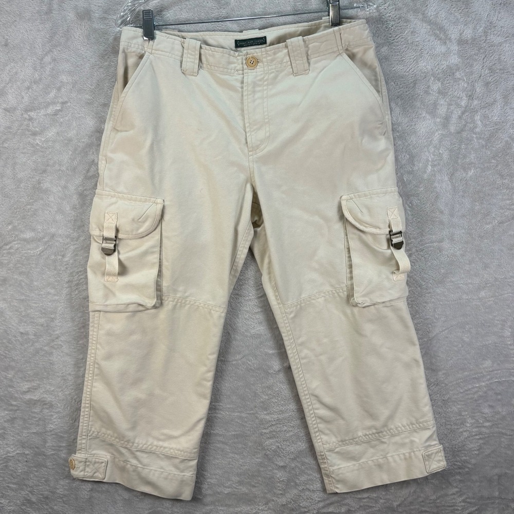 Ralph Lauren‎ Jeans Co. Cargo Capri Pants Utility Pockets Beige Cotton Sz 6